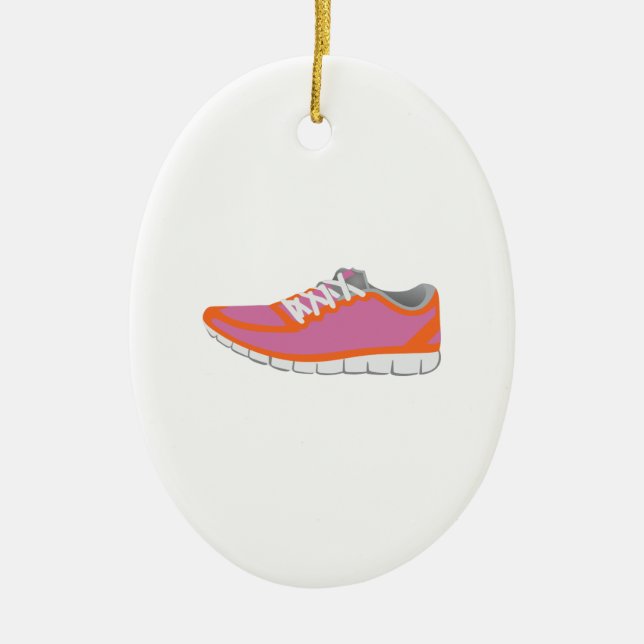 WOMANS RUNNING SHOE CERAMIC TREE DECORATION (Front)