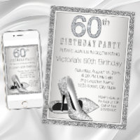 Womans Silver Glitter High Heel Shoe 60th Birthday