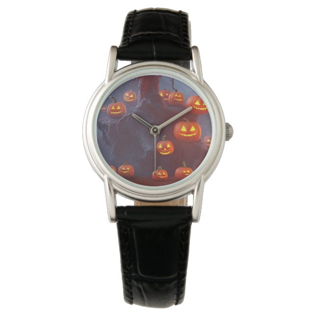 Womans Spooky Halloween Pumpkin Watch (Front)