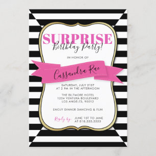 Woman's Surprise Birthday Party Invitation