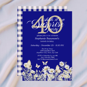 Woman's White Wildflower Surprise 40th Birthday Invitation