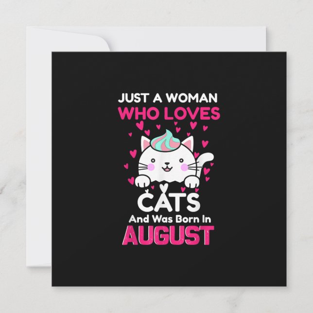 Womans Who Loves Cats And Was Born In August Invitation (Front)