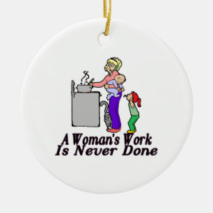 Woman's Work Is Never Done Ceramic Tree Decoration