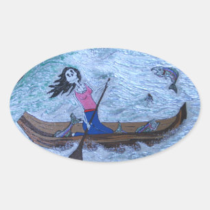 Woman's work oval sticker