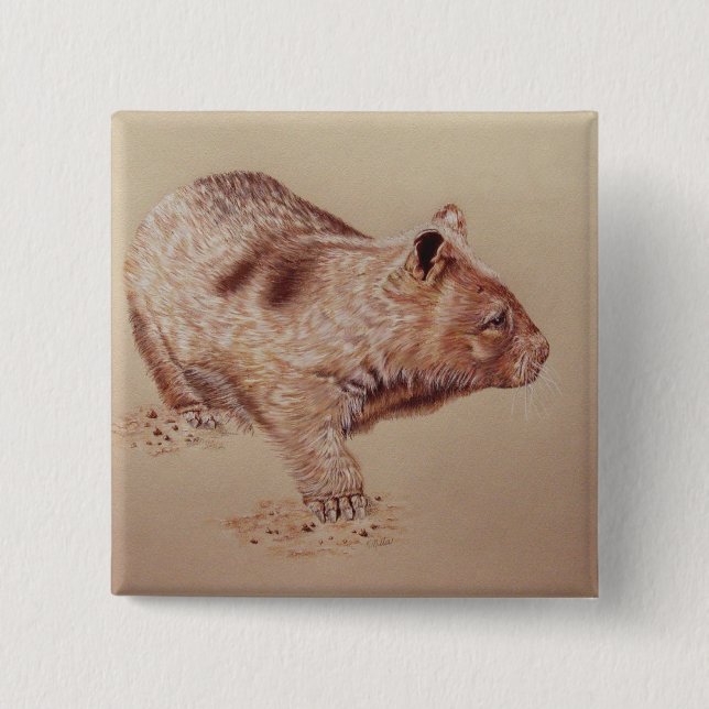 Wombat 15 Cm Square Badge (Front)