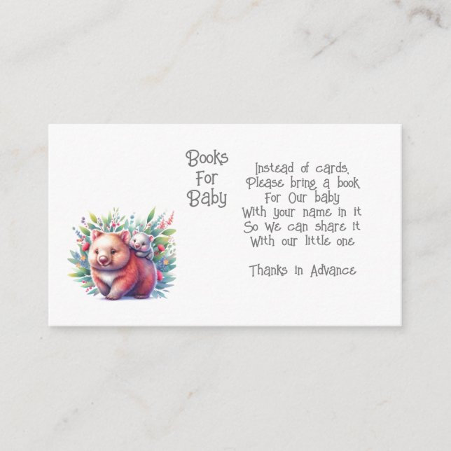 Wombat Animal Books for Baby Enclosure Card (Front)