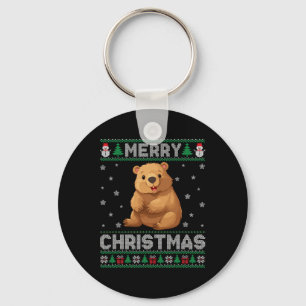 Wombat Animal Men Women Kids Ugly Christmas Sweate Key Ring