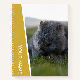 Wombat Australia Cute Animal Eating, Gold Notebook