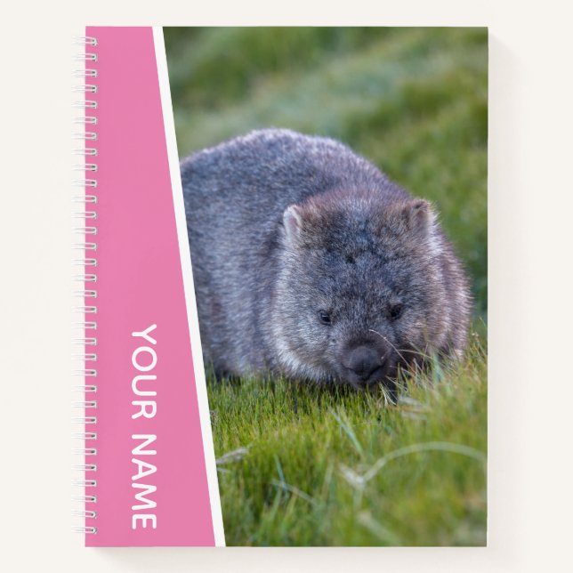 Wombat Australia Cute Animal, Personalised Pink Notebook (Front)