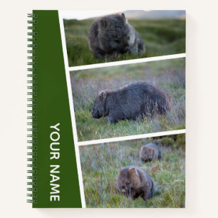 Wombat Australia Photo Collage, Green Notebook
