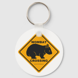 Wombat Crossing Sign Key Ring
