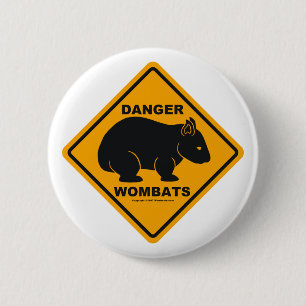 Wombat Danger Road Sign 6 Cm Round Badge