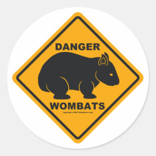 Wombat Danger Road Sign Classic Round Sticker