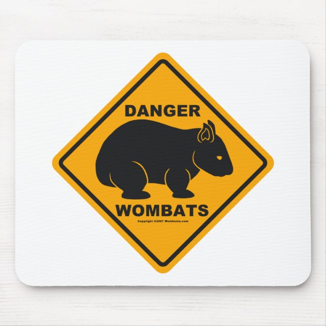 Wombat Danger Road Sign Mouse Mat (Front)