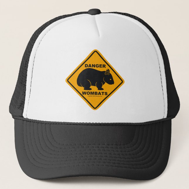 Wombat Danger Road Sign Trucker Hat (Front)