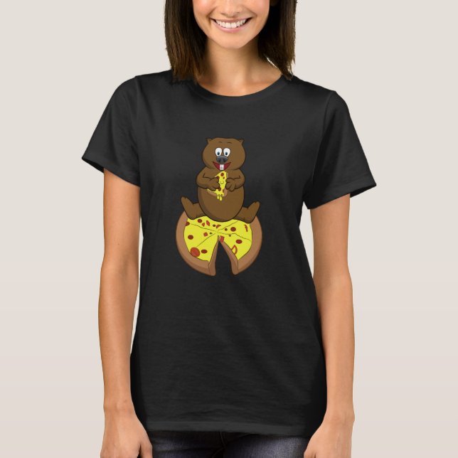 Wombat Eating Pizza Cute Australian Wombat Fast Fo T-Shirt (Front)