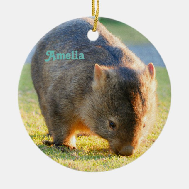 Wombat Fun Cute Name Australian Nature Photography Ceramic Tree Decoration (Front)