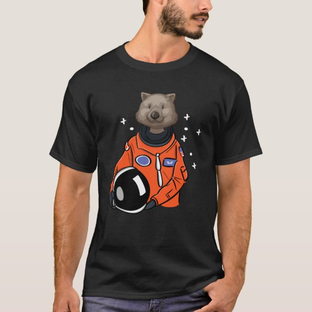 Wombat in Space Astronaut T-Shirt (Front)