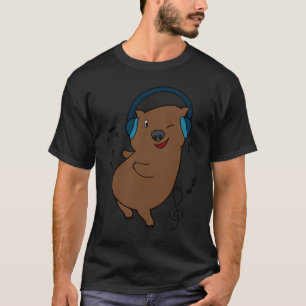 Wombat Listening Music Musician Cute Rodent T-Shirt