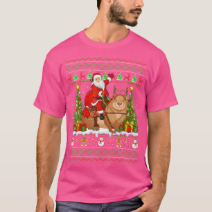 Wombat Lover Funny Ugly Santa Riding Wombat Christ T-Shirt