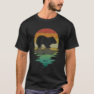 Wombat Silhouette Sunset Retro Vintage 70S Nature T-Shirt
