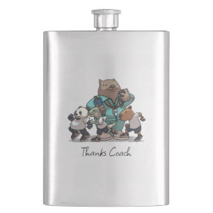 Wombat Thank You Coach Gift Sports Trainer Artwork Hip Flask