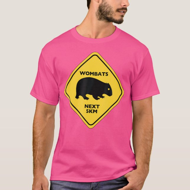 Wombat Warning Sign Funny T-Shirt (Front)