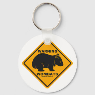 Wombat Warning Sign Key Ring