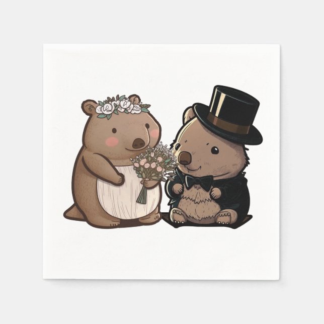Wombat Wedding Napkin (Front)