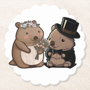 Wombat Wedding Paper Coaster