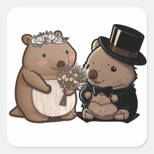 Wombat Wedding Square Sticker