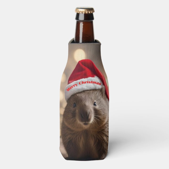 "Wombat Wonderland: A Cozy Christmas Eve" Bottle Cooler (Bottle Front)