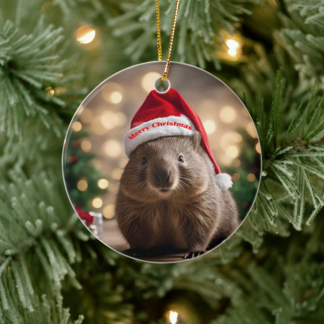 "Wombat Wonderland: A Cozy Christmas Eve" Ceramic Tree Decoration (Tree)