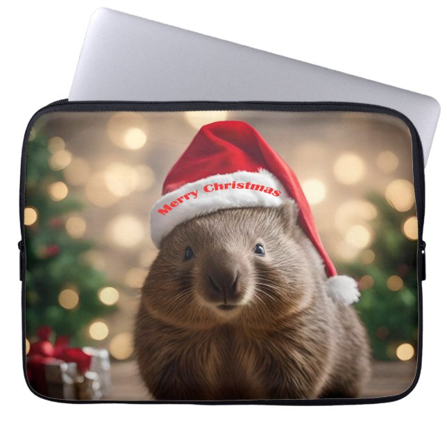 "Wombat Wonderland: A Cozy Christmas Eve" Laptop Sleeve (Front)