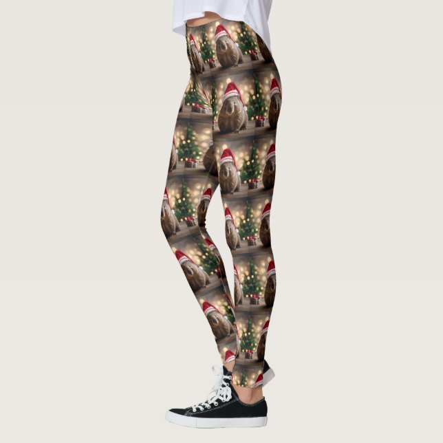 "Wombat Wonderland: A Cozy Christmas Eve" Leggings (Left)
