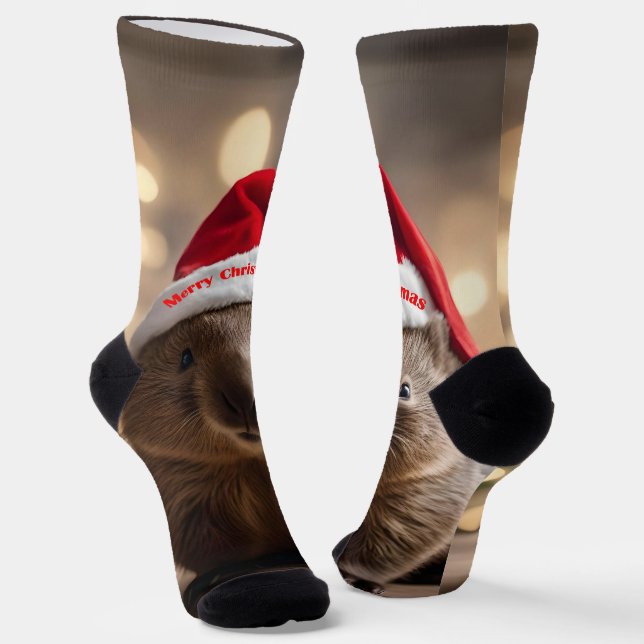 "Wombat Wonderland: A Cozy Christmas Eve" Socks (Angled)