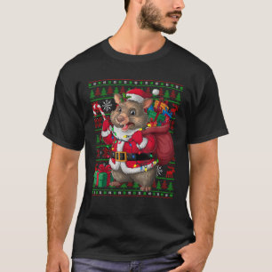 Wombat Xmas Lights Ugly Santa Wombat Christmas T-Shirt