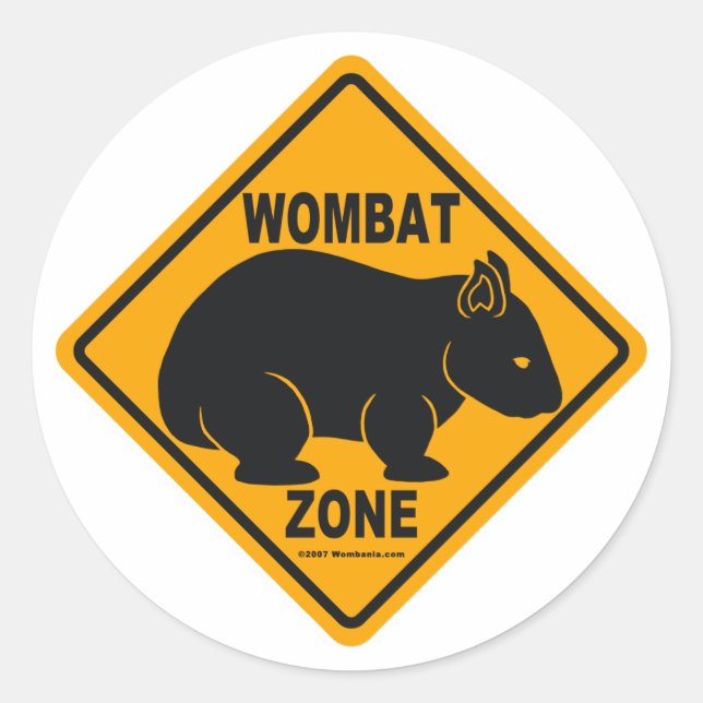Wombat Zone Sign Classic Round Sticker (Front)