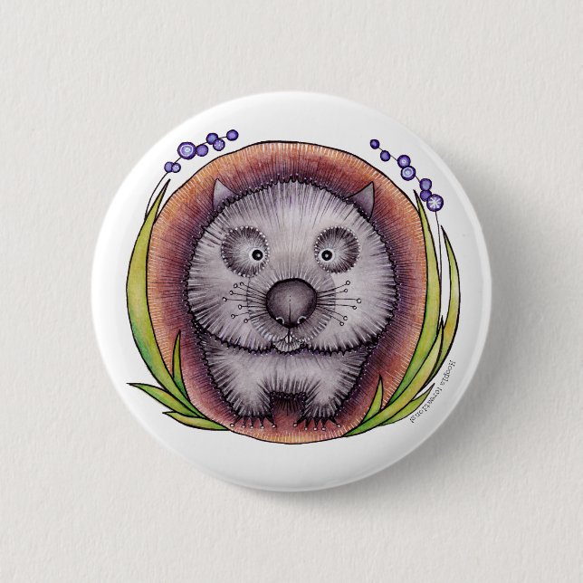 'Wombie' the wombat button badge (Front)