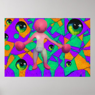 Wombo and the 7 Deadly Eyes Ken Gauge Surrealism Poster