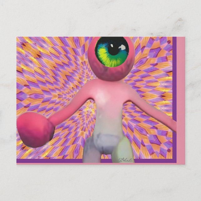 Wombo Sees the Light Pop Surrealism Postcard (Front)