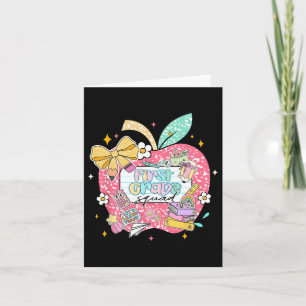Women 1st Grade Teacher Squad Apple Leopard Back T Card