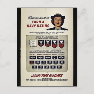 Women 20 To 36 Earn A Navy Rating Postcard