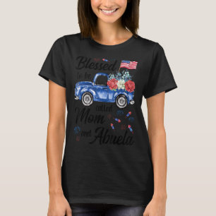 Women 4th July American Flag Patriotic Blessed Mum T-Shirt