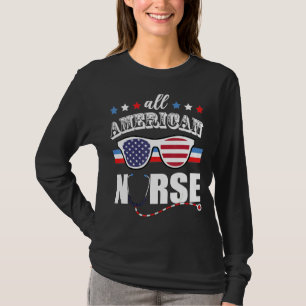Women 4th Of July 2022 All American Nurse Patrioti T-Shirt