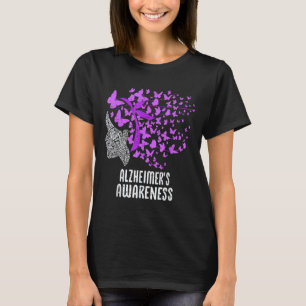 Women Alzheimers Awareness Butterfly Ribbon Purple T-Shirt