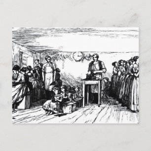 Women and Children Making Shoes Postcard