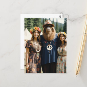 Women and Sasquatch Retro Hippies Festival Postcard