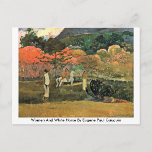 Women And White Horse By Eugene Paul Gauguin Postcard