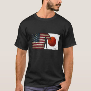 Women Archery Usa Japan Flag Grunge Distressed Tok T-Shirt